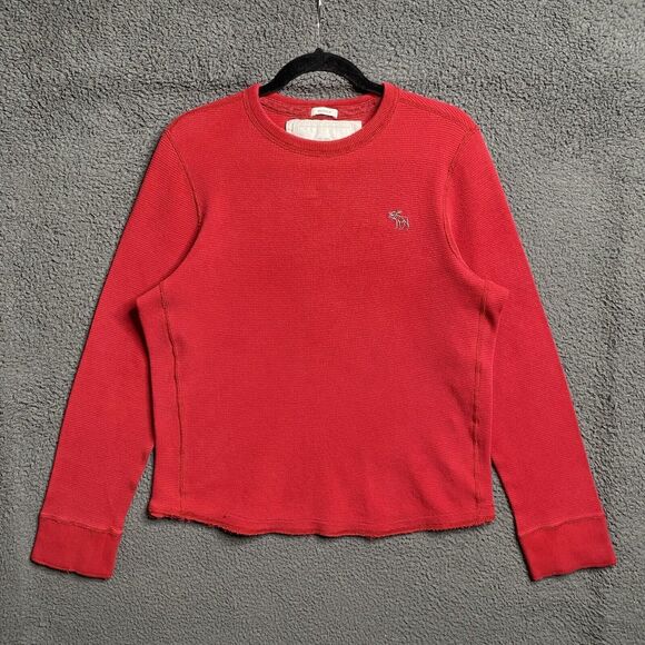 Vintage Abercrombie & Fitch Shirt Mens XL Red Muscle Fit Thermal Sweater Y2K - Picture 1 of 16